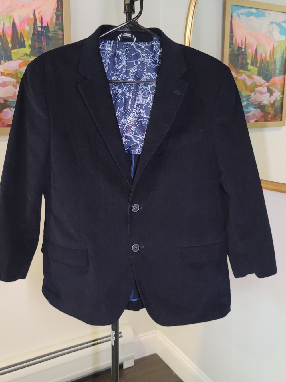 NAUTICA Black Corderoy Blazer Sport Coat‎ Old Money Academia Men's Size 44S